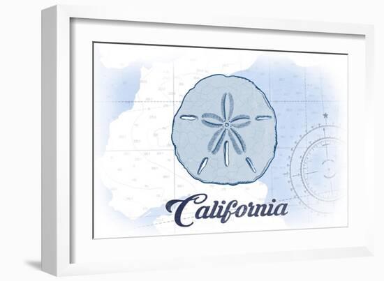 California - Sand Dollar - Blue - Coastal Icon-Lantern Press-Framed Art Print