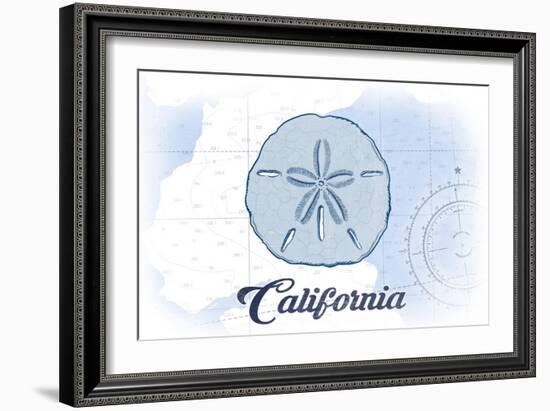 California - Sand Dollar - Blue - Coastal Icon-Lantern Press-Framed Art Print