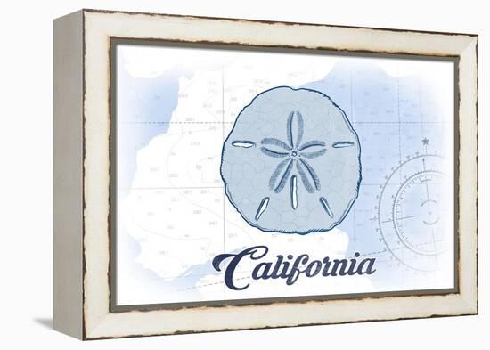 California - Sand Dollar - Blue - Coastal Icon-Lantern Press-Framed Stretched Canvas