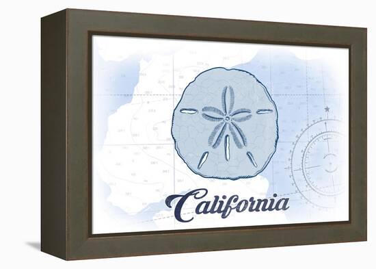 California - Sand Dollar - Blue - Coastal Icon-Lantern Press-Framed Stretched Canvas