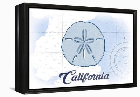 California - Sand Dollar - Blue - Coastal Icon-Lantern Press-Framed Stretched Canvas