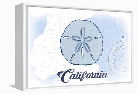 California - Sand Dollar - Blue - Coastal Icon-Lantern Press-Framed Stretched Canvas