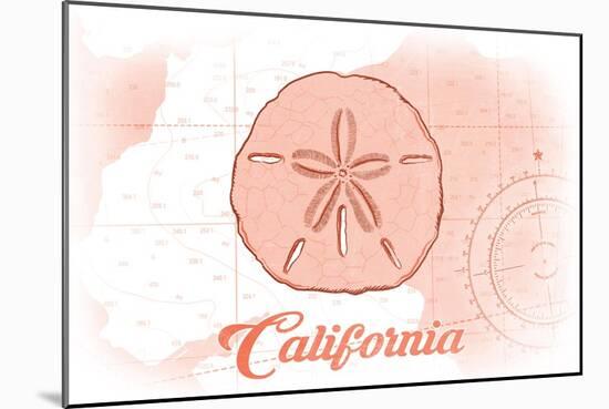 California - Sand Dollar - Coral - Coastal Icon-Lantern Press-Mounted Art Print