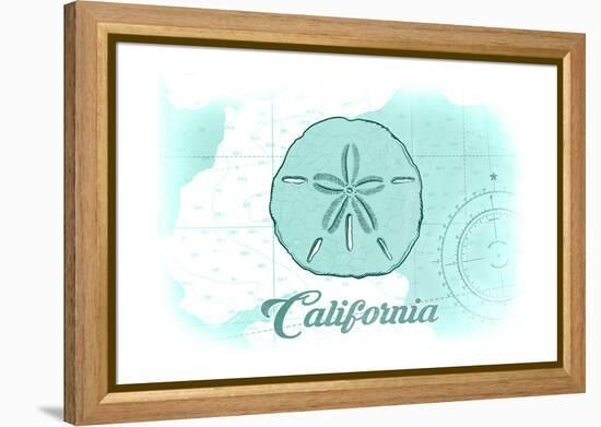 California - Sand Dollar - Teal - Coastal Icon-Lantern Press-Framed Stretched Canvas