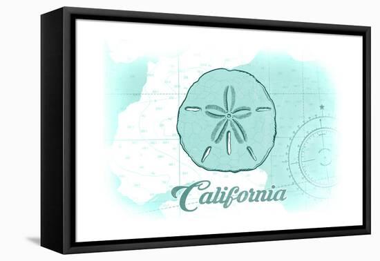 California - Sand Dollar - Teal - Coastal Icon-Lantern Press-Framed Stretched Canvas