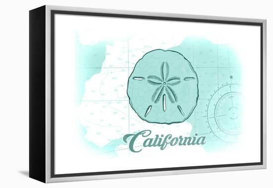 California - Sand Dollar - Teal - Coastal Icon-Lantern Press-Framed Stretched Canvas