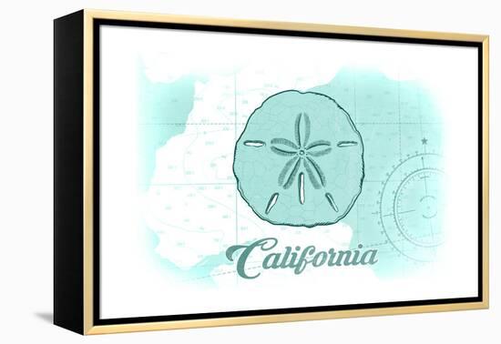 California - Sand Dollar - Teal - Coastal Icon-Lantern Press-Framed Stretched Canvas