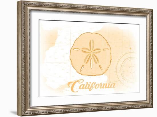 California - Sand Dollar - Yellow - Coastal Icon-Lantern Press-Framed Art Print