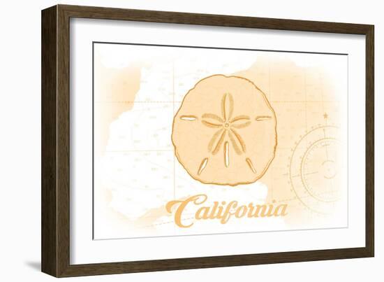 California - Sand Dollar - Yellow - Coastal Icon-Lantern Press-Framed Art Print