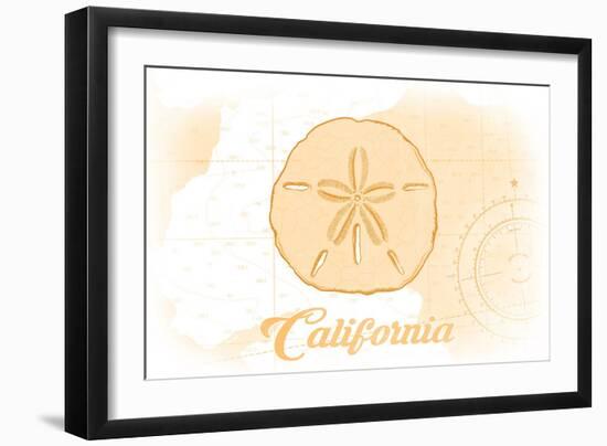 California - Sand Dollar - Yellow - Coastal Icon-Lantern Press-Framed Art Print