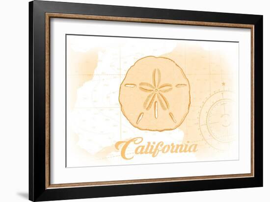 California - Sand Dollar - Yellow - Coastal Icon-Lantern Press-Framed Art Print