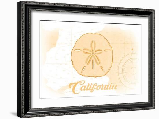 California - Sand Dollar - Yellow - Coastal Icon-Lantern Press-Framed Art Print