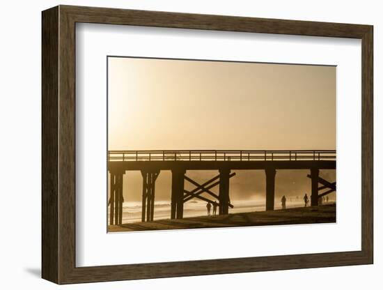 California, Santa Barbara Co, Goleta Beach Co Park, Pier at Sunset-Alison Jones-Framed Photographic Print