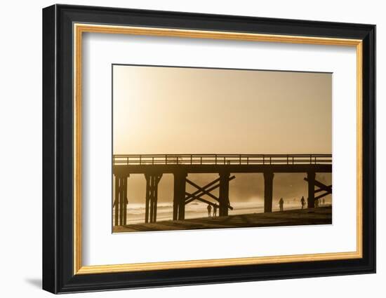 California, Santa Barbara Co, Goleta Beach Co Park, Pier at Sunset-Alison Jones-Framed Photographic Print