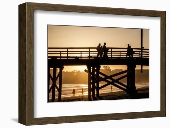 California, Santa Barbara Co, Goleta Beach Co Park, Pier at Sunset-Alison Jones-Framed Photographic Print