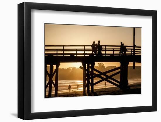 California, Santa Barbara Co, Goleta Beach Co Park, Pier at Sunset-Alison Jones-Framed Photographic Print