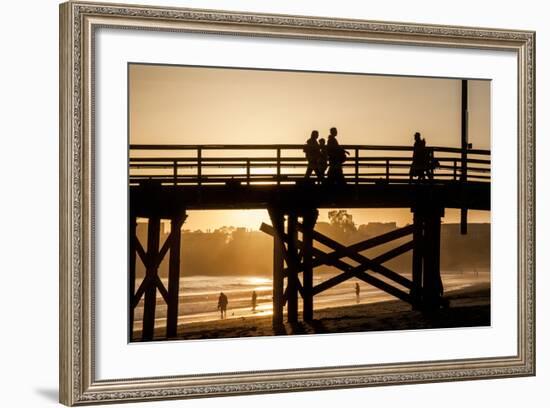 California, Santa Barbara Co, Goleta Beach Co Park, Pier at Sunset-Alison Jones-Framed Photographic Print