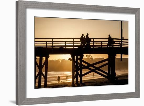 California, Santa Barbara Co, Goleta Beach Co Park, Pier at Sunset-Alison Jones-Framed Photographic Print