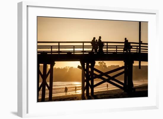 California, Santa Barbara Co, Goleta Beach Co Park, Pier at Sunset-Alison Jones-Framed Photographic Print