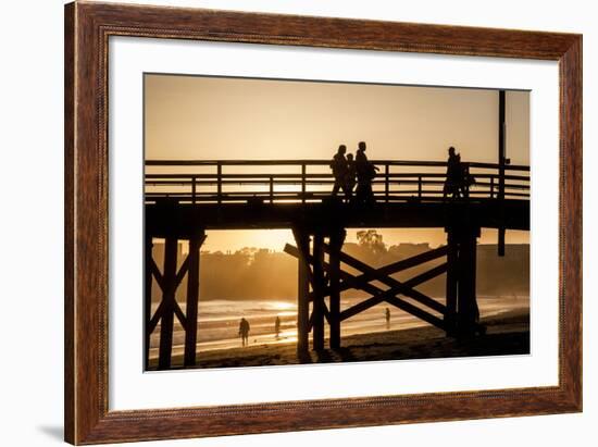 California, Santa Barbara Co, Goleta Beach Co Park, Pier at Sunset-Alison Jones-Framed Photographic Print