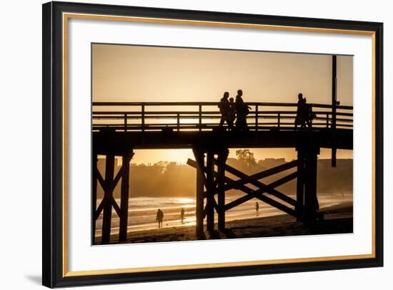 California, Santa Barbara Co, Goleta Beach Co Park, Pier at Sunset-Alison Jones-Framed Photographic Print