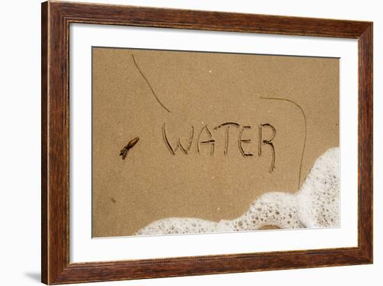 California, Santa Barbara Co, Jalama Beach, Water Written in Sand-Alison Jones-Framed Photographic Print