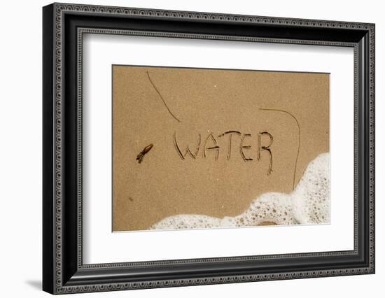 California, Santa Barbara Co, Jalama Beach, Water Written in Sand-Alison Jones-Framed Photographic Print