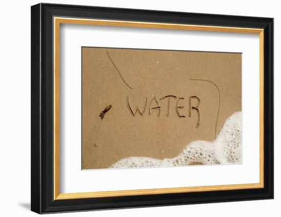 California, Santa Barbara Co, Jalama Beach, Water Written in Sand-Alison Jones-Framed Photographic Print