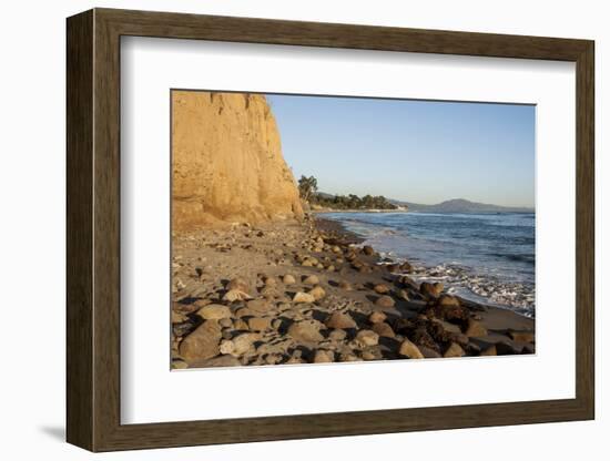 California, Santa Barbara, Montecito, Butterfly Beach, Sandy Cliff-Alison Jones-Framed Photographic Print