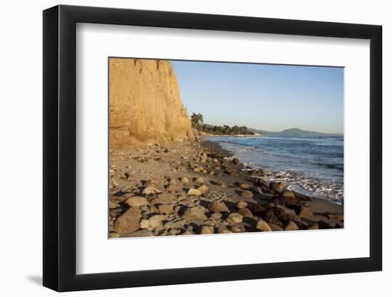 California, Santa Barbara, Montecito, Butterfly Beach, Sandy Cliff-Alison Jones-Framed Photographic Print