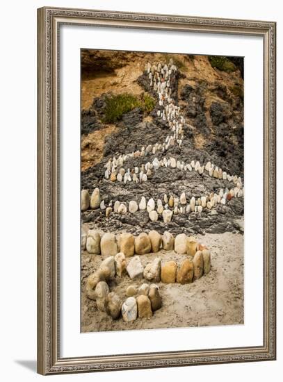 California, Santa Barbara, Montecito, Butterfly Beach, Stone Sculpture-Alison Jones-Framed Photographic Print