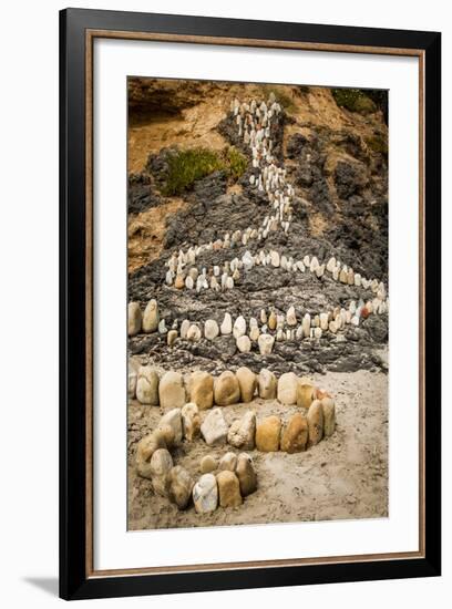 California, Santa Barbara, Montecito, Butterfly Beach, Stone Sculpture-Alison Jones-Framed Photographic Print