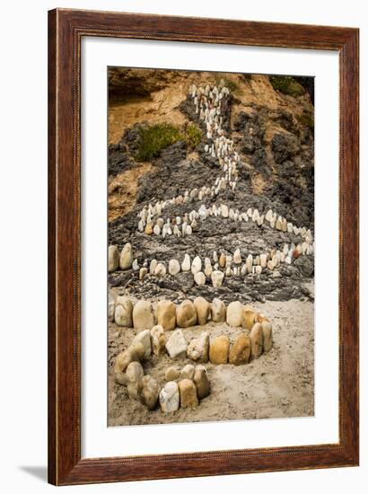 California, Santa Barbara, Montecito, Butterfly Beach, Stone Sculpture-Alison Jones-Framed Photographic Print