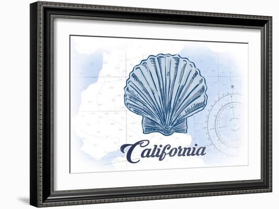 California - Scallop Shell - Blue - Coastal Icon-Lantern Press-Framed Art Print