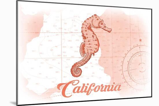 California - Seahorse - Coral - Coastal Icon-Lantern Press-Mounted Art Print