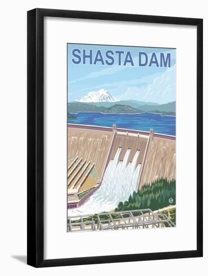 California, Shasta Dam View-Lantern Press-Framed Art Print