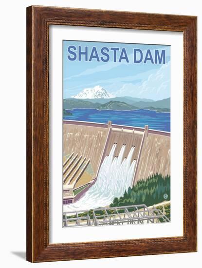 California, Shasta Dam View-Lantern Press-Framed Art Print