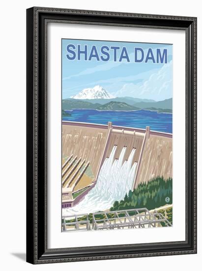 California, Shasta Dam View-Lantern Press-Framed Art Print