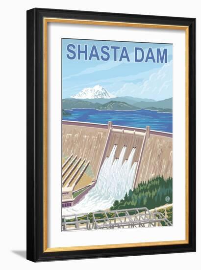 California, Shasta Dam View-Lantern Press-Framed Art Print