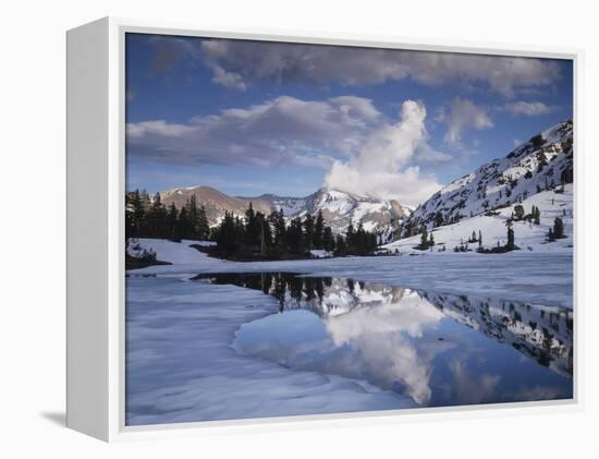 California, Sierra Nevada, Dana Peak Reflecting in a Frozen Lake-Christopher Talbot Frank-Framed Premier Image Canvas