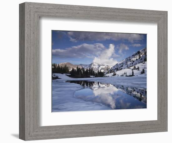 California, Sierra Nevada, Dana Peak Reflecting in a Frozen Lake-Christopher Talbot Frank-Framed Photographic Print