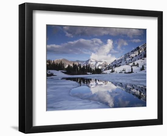 California, Sierra Nevada, Dana Peak Reflecting in a Frozen Lake-Christopher Talbot Frank-Framed Photographic Print