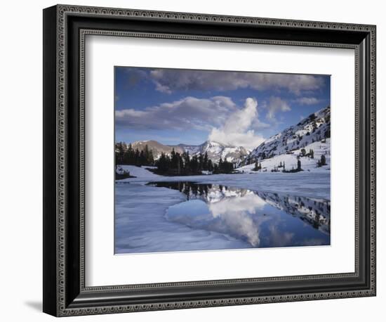 California, Sierra Nevada, Dana Peak Reflecting in a Frozen Lake-Christopher Talbot Frank-Framed Photographic Print