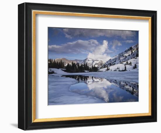 California, Sierra Nevada, Dana Peak Reflecting in a Frozen Lake-Christopher Talbot Frank-Framed Photographic Print