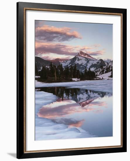 California, Sierra Nevada, Dana Peak Reflecting in a Frozen Lake-Christopher Talbot Frank-Framed Photographic Print