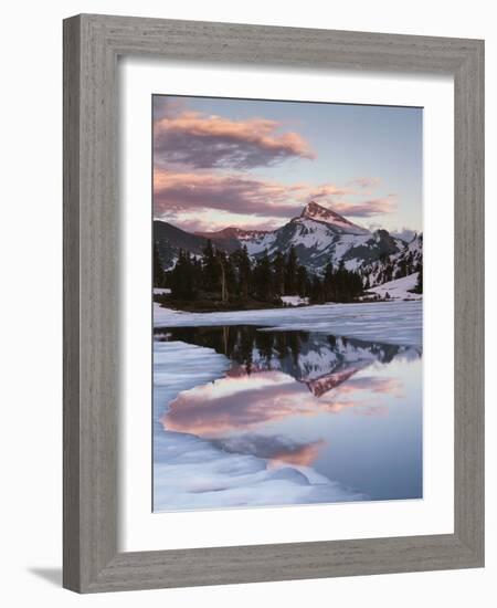 California, Sierra Nevada, Dana Peak Reflecting in a Frozen Lake-Christopher Talbot Frank-Framed Photographic Print