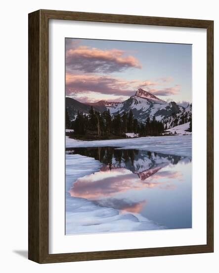 California, Sierra Nevada, Dana Peak Reflecting in a Frozen Lake-Christopher Talbot Frank-Framed Photographic Print