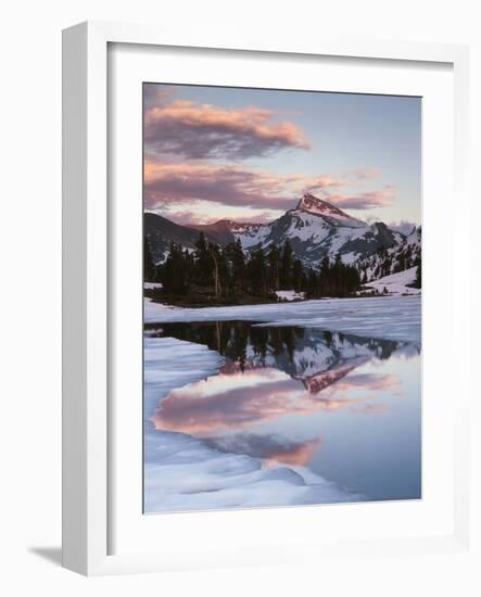 California, Sierra Nevada, Dana Peak Reflecting in a Frozen Lake-Christopher Talbot Frank-Framed Photographic Print