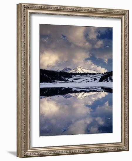 California, Sierra Nevada, Mammoth Peak Reflecting in a Frozen Lake-Christopher Talbot Frank-Framed Photographic Print