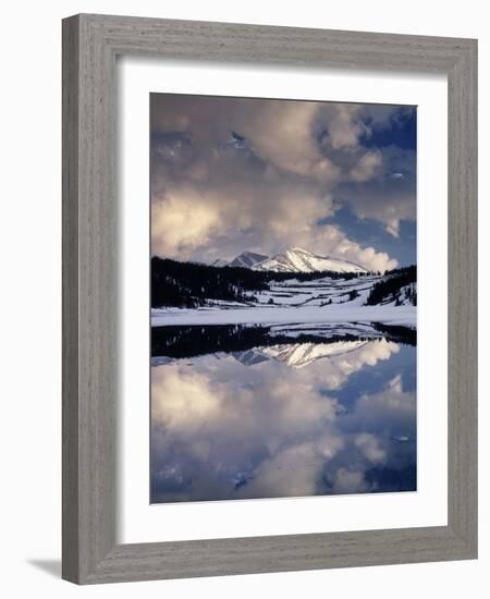 California, Sierra Nevada, Mammoth Peak Reflecting in a Frozen Lake-Christopher Talbot Frank-Framed Photographic Print